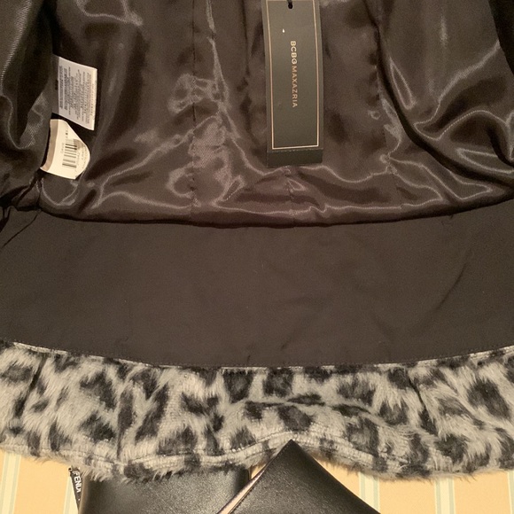 BCBGMAXAZRIA LUXURY DAVIE WOVEN FAUX FUR SHORT SLEEVE LEOPARD 🐆 PRINT JACKET S - Picture 9 of 11